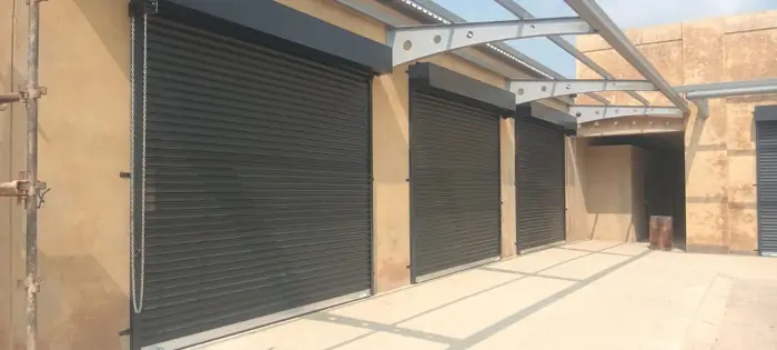 Retail centre roller shutters
